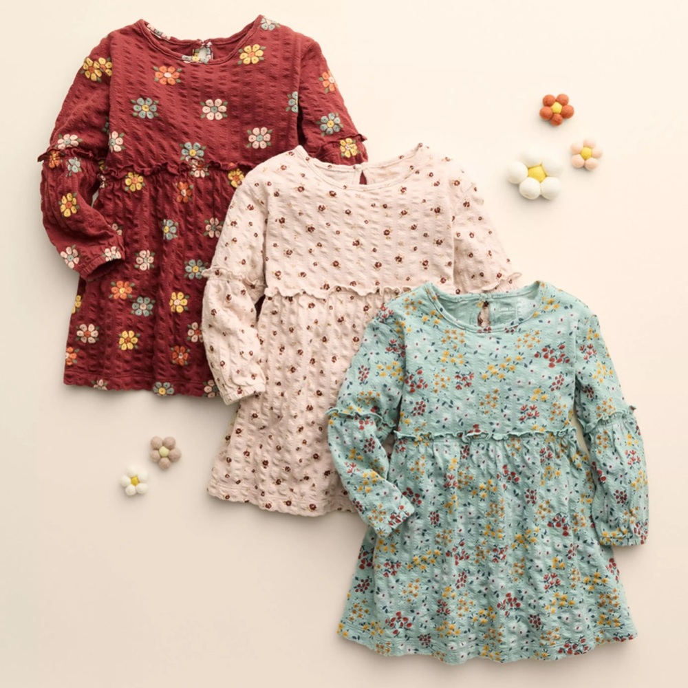 👶🏻NWT Little Co. Printed Knit Peasant Dress 3 Months